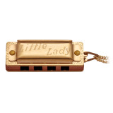 miniatura foukací harmoniky,HOHNER Little Lady, gold plated with necklace,1